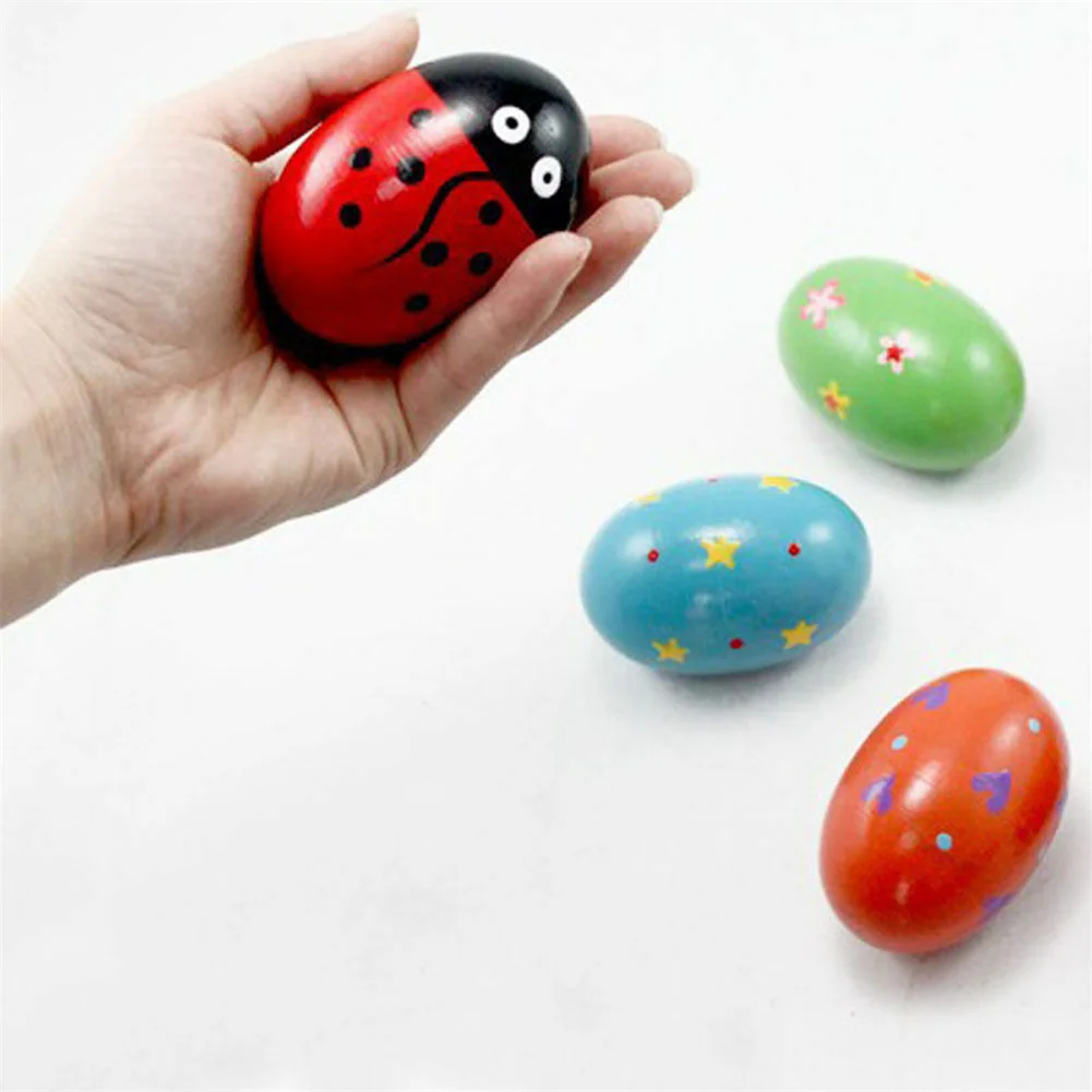 Drum Percussion Accessories Music Shaker Egg Wooden 1 Pc Baby Colorful Durable Handy Musical Percussion Rattle Replacement Classroom Musical Instrument