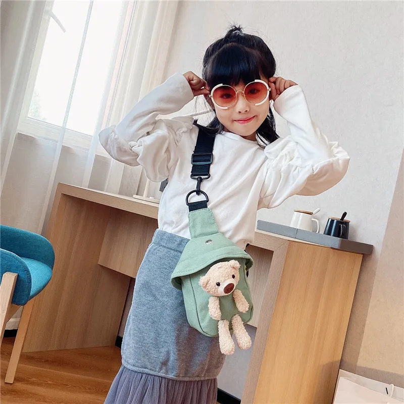 Waist Packs Child Waistbag for Boy Girl Unisex Cute Bear Banana Small Adjustable Pure Colour Shoulder Chest Children Kids
