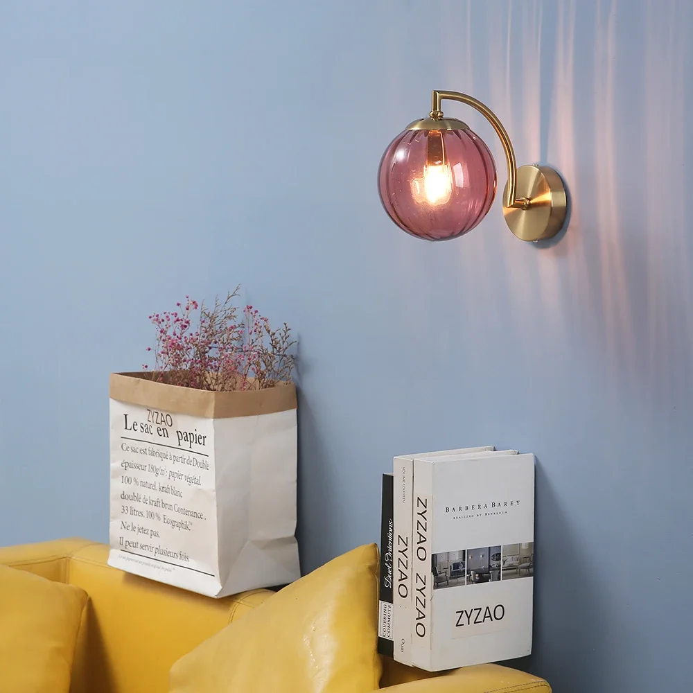 Modern Led Wall Lamp color Glass wall Light Nordic Minimalist Living Bedroom Bedside Sconce Dining Kitchen Indoor Light Fixture 2