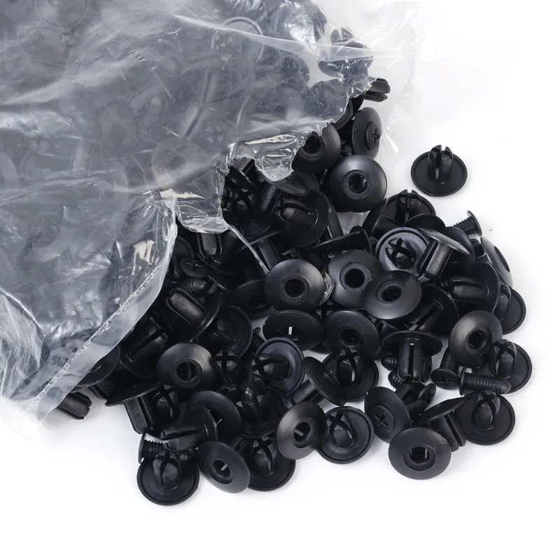 200 Clip Rivetti In Plastica A Spinta – Diametro Foro 7,5 Mm – Per Paraurti, Parafanghi E Fissaggi Auto Universali