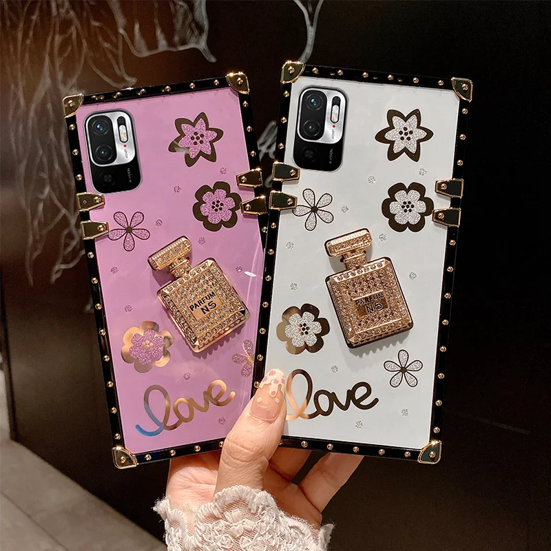 Husă de flacon de parfum cu diamante de lux pentru Xiaomi Redmi 9T 9A 9C NFC Note 8 9 10 11 Pro 9S 10S 11S pătrat de protecție pentru telefon C_voghion.com