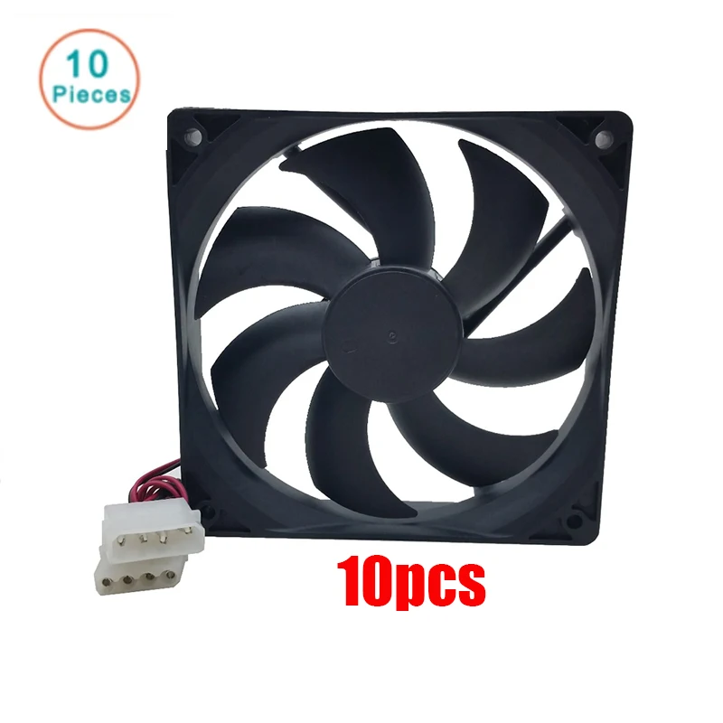Molex Case Computador 12025 12cm 120 mm 25 mm dc 12v Preto 4pin Masculino Feminino Ventilador de Refrigeração 10 Pcs pc