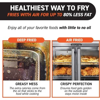 Gourmia Toaster Oven Air Fryer Combo 17 cooking presets 1700W french door digital air fryer oven 24L capacity accessories 5