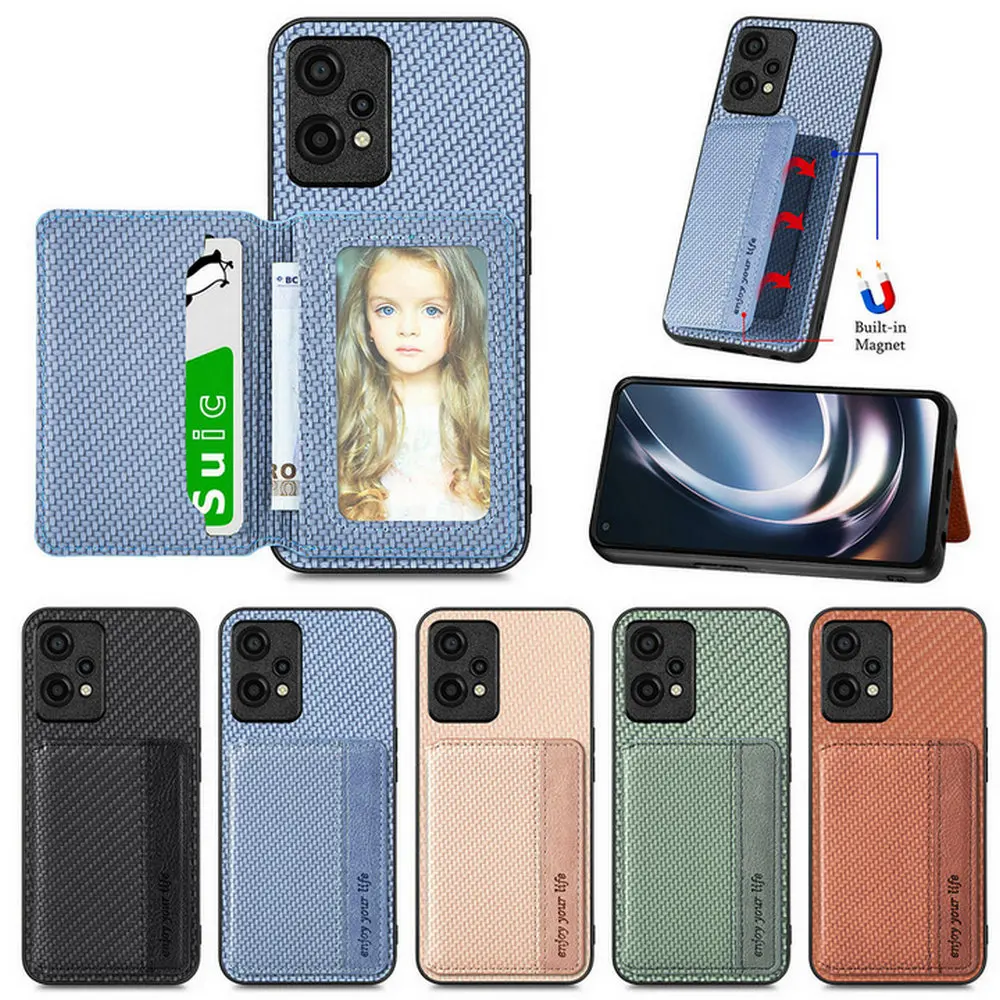 

Кожаный чехол-кошелек для Moto G53 G73 из углеродного волокна, футляр для карт для Motorola E20 E30 E40, Магнитный флип-чехол с подставкой и несколькими отделениями для карт
