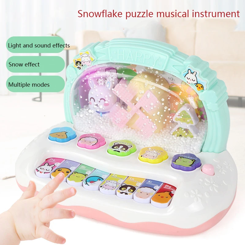 

Children's Musical Piano Toys Musical Instrument Baby Keyboard Toy Cartoon Glow Snowflake Electronic Organ Model Children Gift