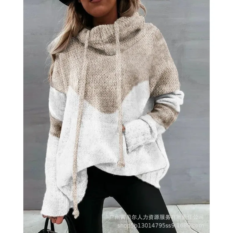 

Wepbel Y2K Woolen Top Sweater Women Long Sleeve Loose Patchwork Pullvoers Jumpers Autumn Casual O-neck Sweaters Outwear