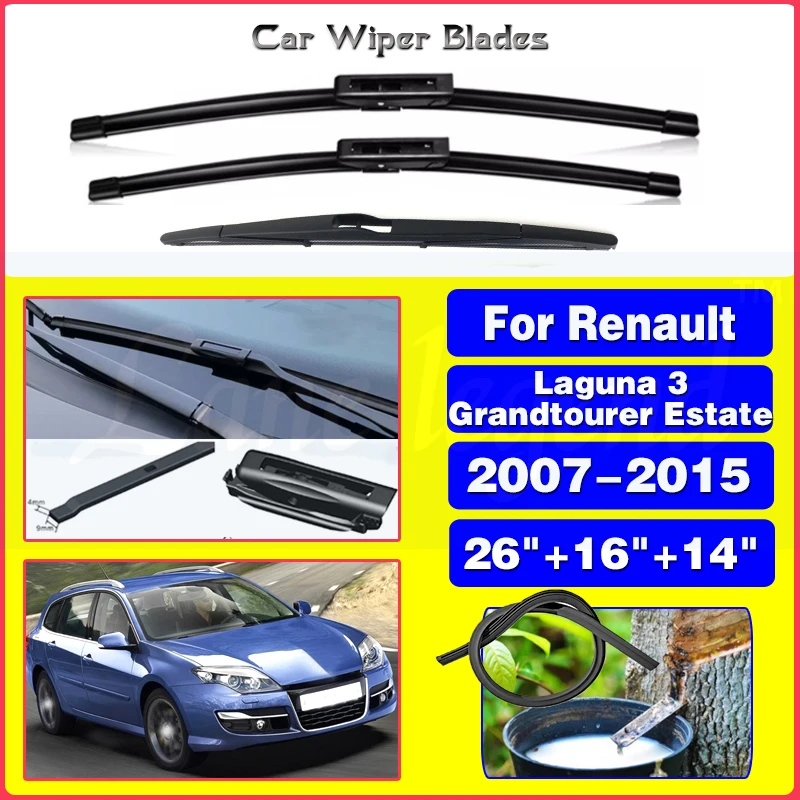 Per Renault Laguna 3 Grandtourer Estate 2007-2015 26 "+ 16" + 14 "Spazzole Tergicristallo Anteriore Posteriore Parabrezza Parabrezza Window Cutter Acc