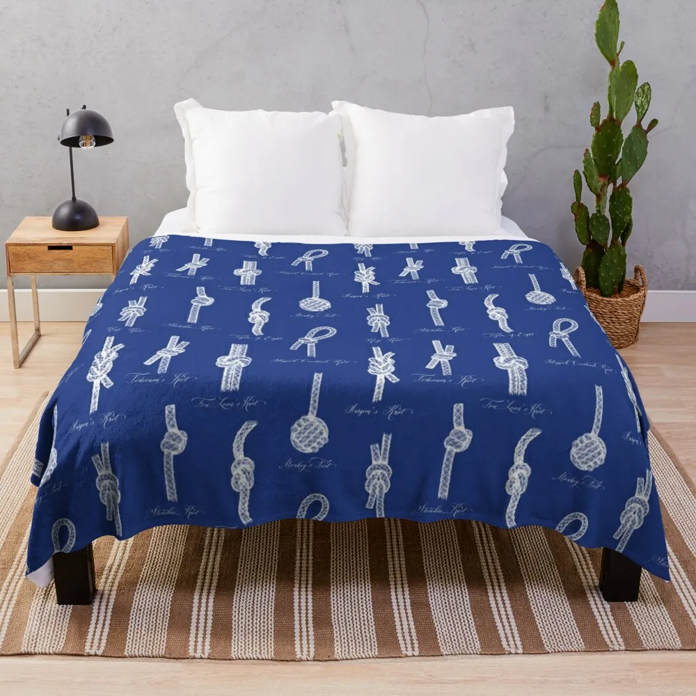 

Nautical Knots (Navy and White) Throw Blanket Luxury Brand Fashion Sofas Luxury Designer Blankets