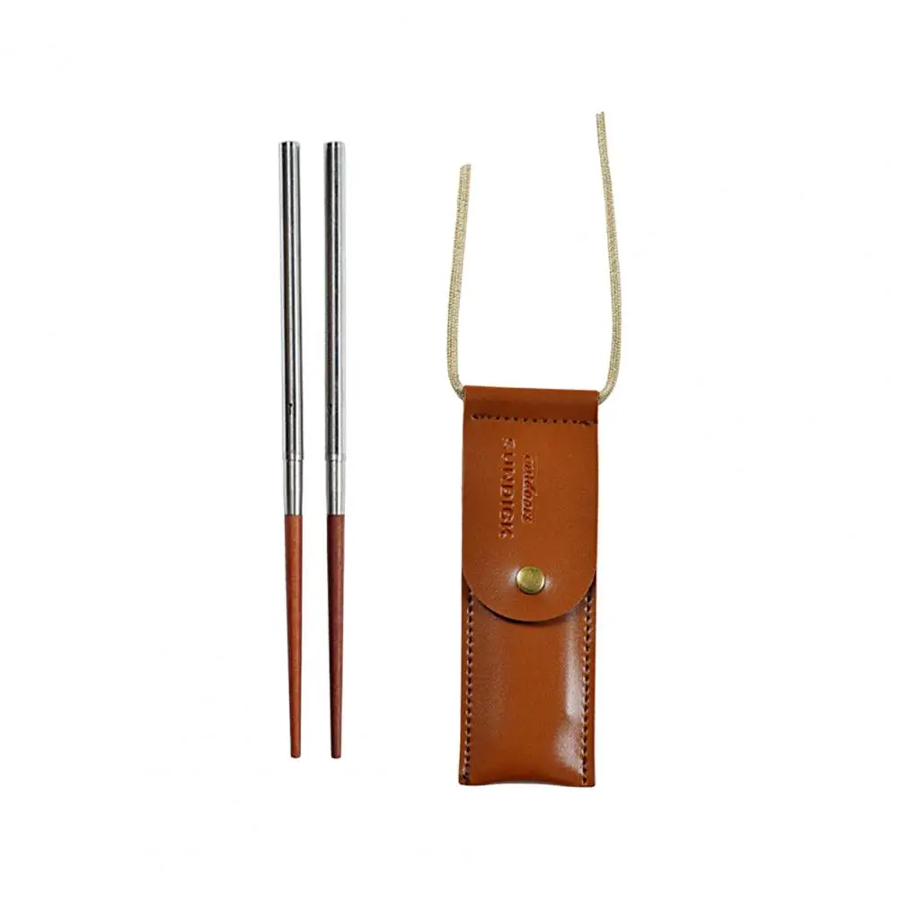 

1 Pair Stainless Steel Wooden Folding Chopsticks with Storage Bag Outdoor Travel Picnic Camping Chopsticks Camping Supplies