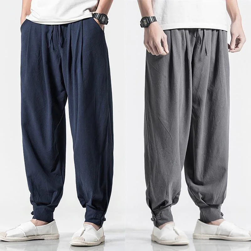 Traditional Chinese Bottoms Cotton Linen Buddha Shaolin Monk Kung Fu Pants Men Summer Monk Pants Buddhist Zen Lay Trousers