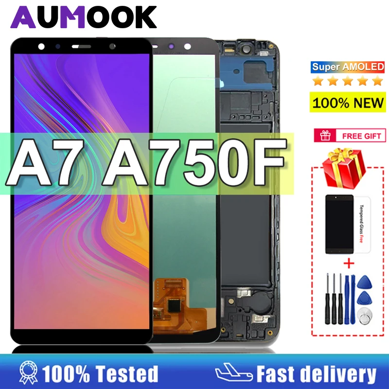 ЖК-дисплей 6,0 AMOLED A750 для Samsung Galaxy A7 2018, сменный сенсорный экран с дигитайзером для Samsung A7 SM-A750F A750F A750 LCD