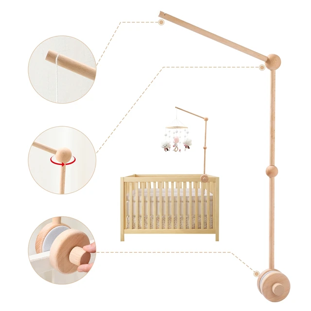 Cloche de lit Mobile pour berceau, support en bois pour bébé de 0 à 12 mois, hochets suspendus mobiles, support de jouet, accessoires décoratifs, support de bras 2 Cloche de lit Mobile pour berceau, support en bois pour bébé de 0 à 12 mois, hochets suspendus mobiles, support de jouet, accessoires décoratifs, support de bras 2