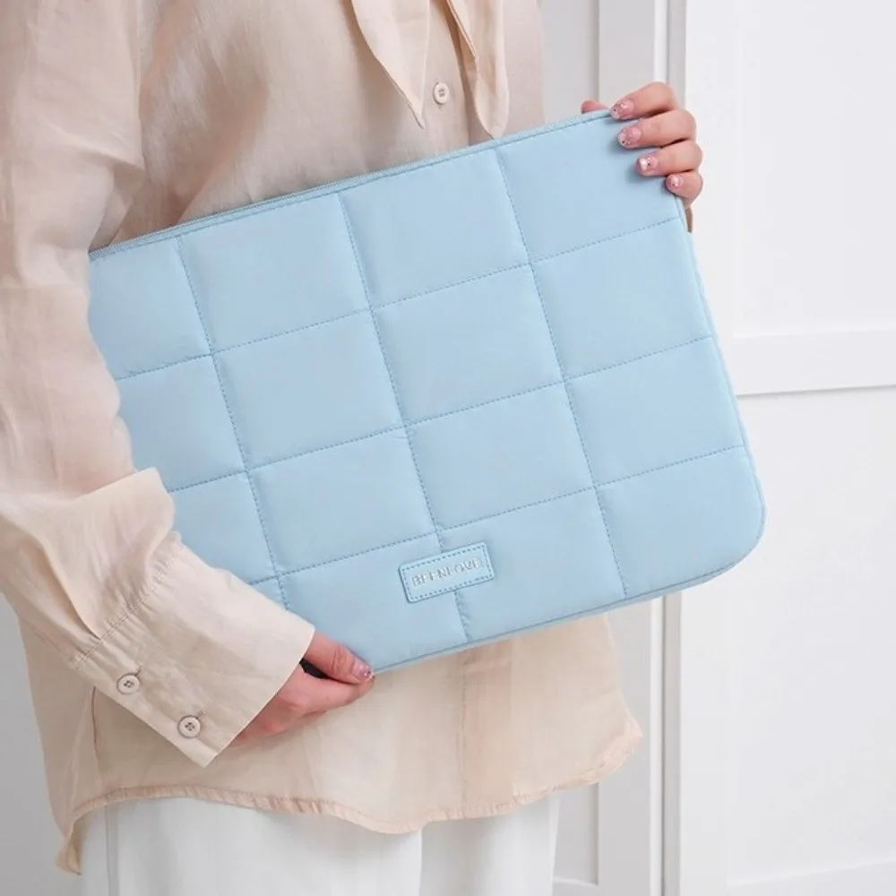 14/15.6inch Quilted Tablet Bag Solid Color Ultralight Travel Tablet Sleeve Shockproof Wear-resistant Tablet Protection Cases