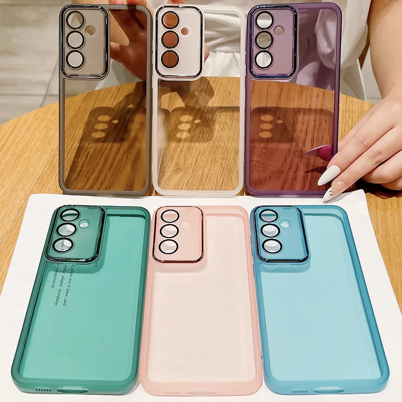 Clear Phone Case With Electroplated Camera Ring For Samsung Galaxy_voghion.com