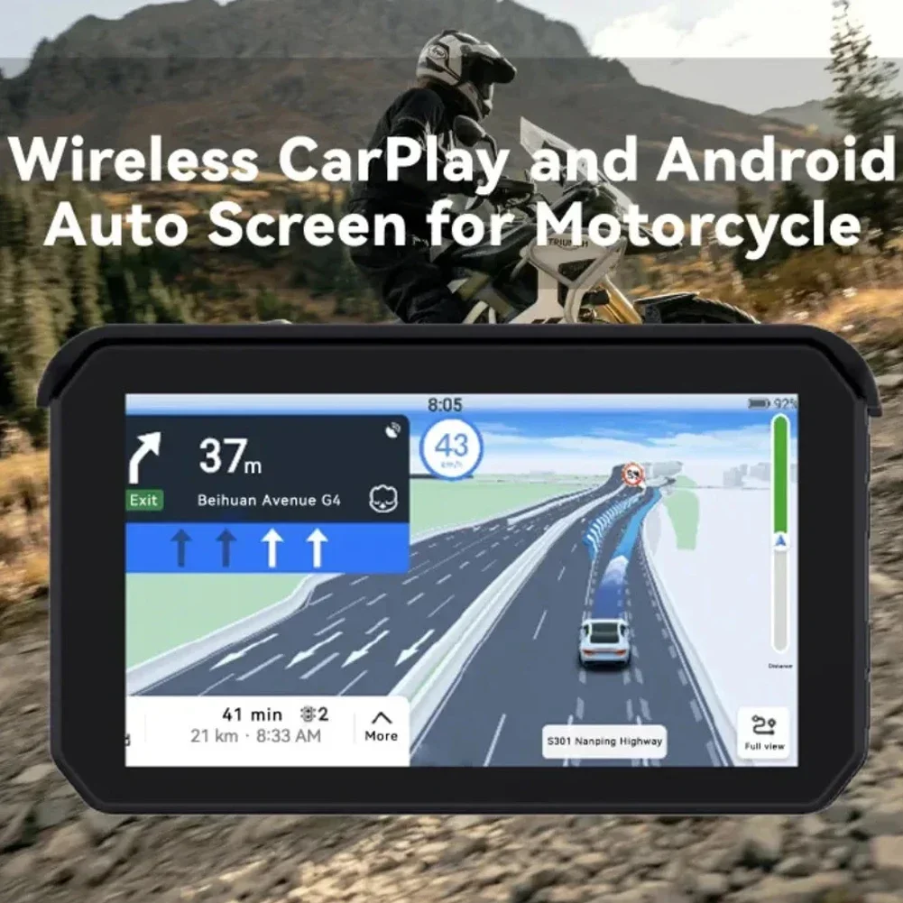 오토바이 내비게이션 GPS 무선 LCD 디스플레이, 자동 오토바이 BT IP67 방수 터치 스크린, 애플 카플레이, 안드로이드용, 5 인치