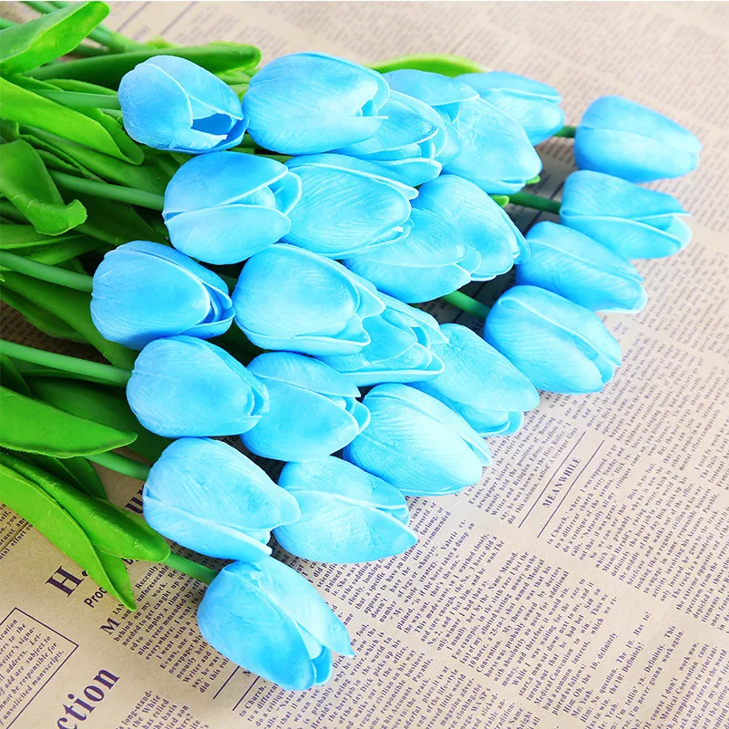 High Quality 1pcs Blue Green Red Artificial Tulips Flowers Spring Home