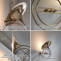 Caren Lighting Wall Light Vienna Horn Inspired Decorative Lighting Fixture 6 Valve Buttons gold chrome LED Premium Polished 6