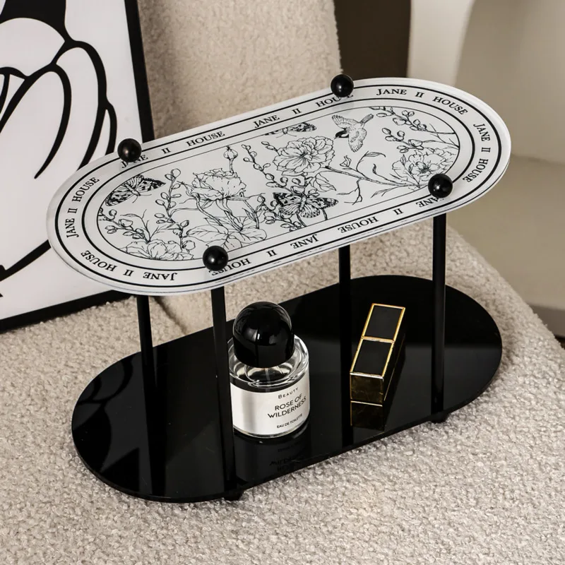 

The Ins Wind Double Layer Cup Holder High Appearance Level Desktop Storage Rack Acrylic Perfume Cosmetics Display Shelf