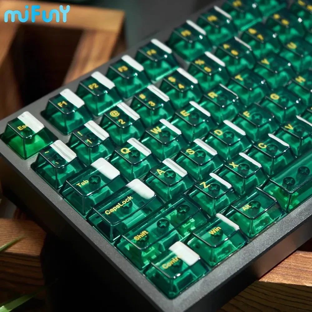 

MiFuny Jade Keycap Custom Emerald Green Transparent Keyboard Cap ABS Cherry Profile Key Cap for Mechanical Keyboard Accessories