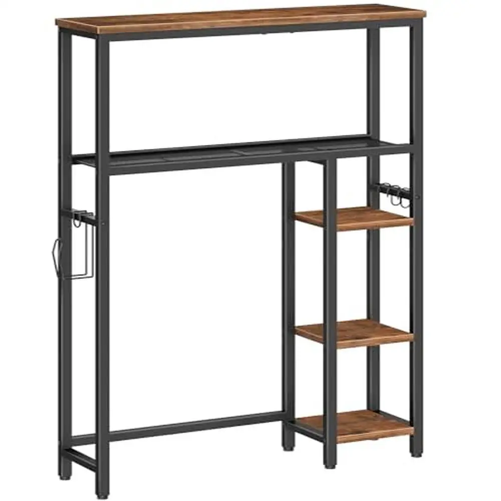 

5-Tier Industrial Bathroom Organizer Storage Rack Toilet Paper Holder Space Saver with Adjustable Feet and Rustic Style Stand