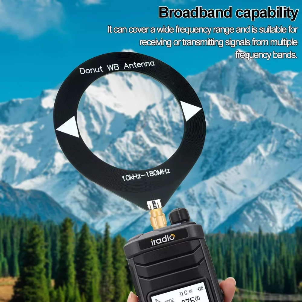 업그레이드된 버전 10kHz?180MHz 미니 루프 도넛 WB 광대역 안테나 UV-k5/k6 인터콤 SDR 라디오 스테이션용 SMA 남성 연결 커넥터