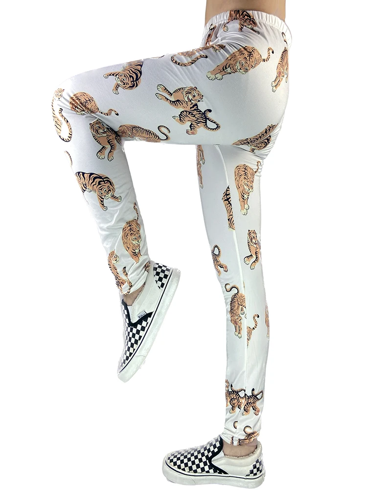 

LJCUIYAO Women Stretch Tiger Printing Leggings Sexy High Waist Soft Pants Female Slim Sport Yoga Fitness Push Up Trouser