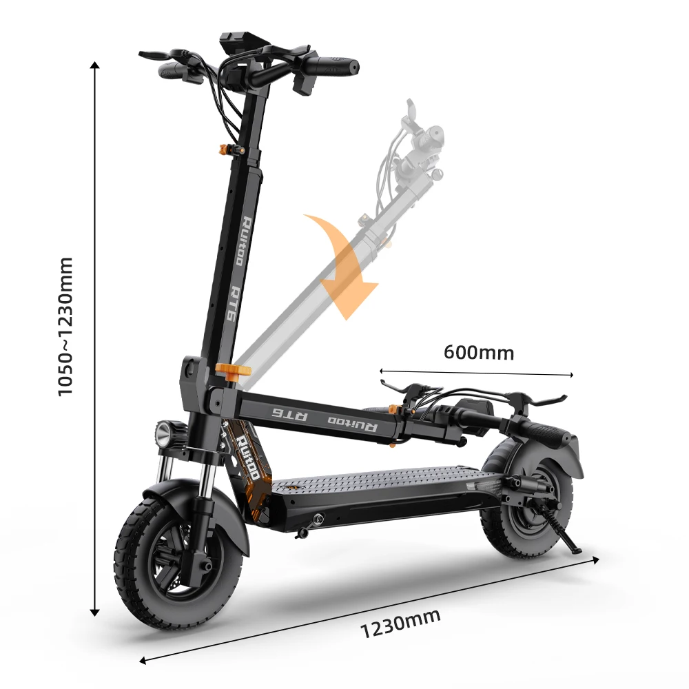 RuiToo RT6 1000W powerful 48V18.2AH Drive Electric scooters electr 10inch Tires Folding eScooter For Adult Raycool