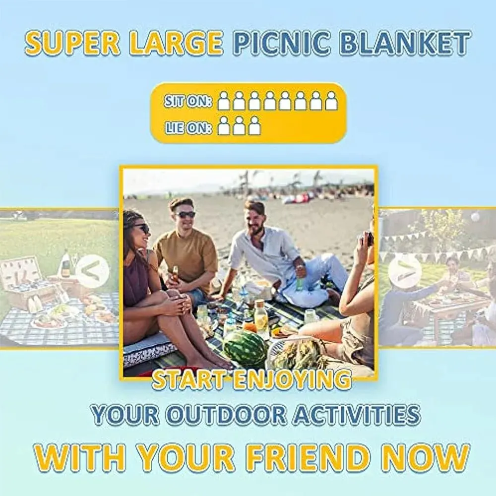 Vandtæt udendørs picnicmåtte camping strandmåtte plaid bærbar vandreture rejse sovetæppe foldbar græsplæne tæppe_voghion.com