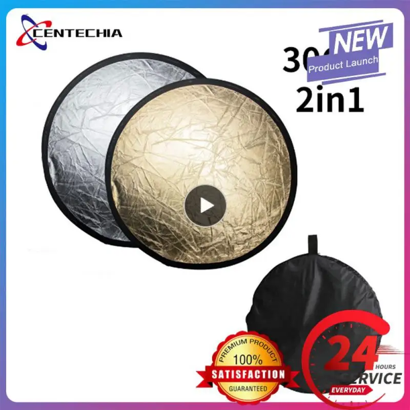 Camllite 2 in 1 접이식 은빛 골든 스튜디오 카메라 플래시 포토 디스크 디퓨저 반사판, 60cm