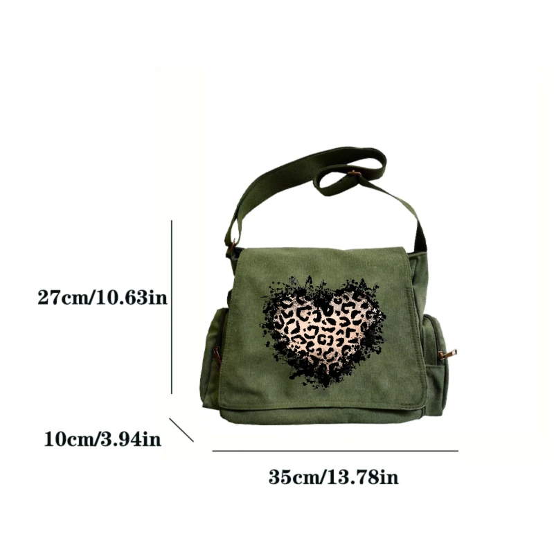 Casual Women's Shoulder Bag Crossbody Bag Messenger Bag Canvas Leopard Print Large Capacity Laptop Bag