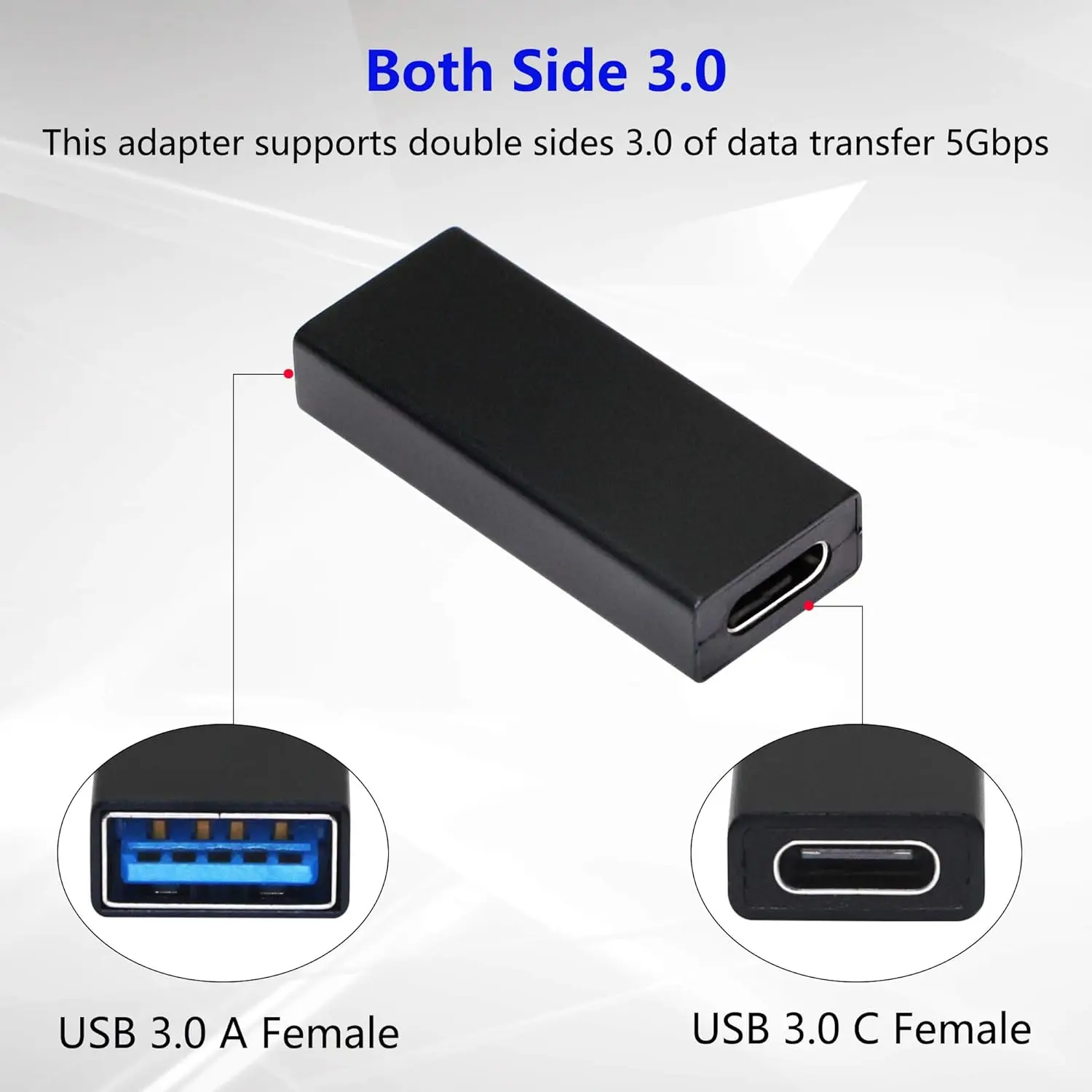USB 3.0 암형-USB C 암형 어댑터 커넥터(2팩) USB 포트 PC, 노트북, 충전기 및 Type-C 포트 U-디스크, 스마트폰용