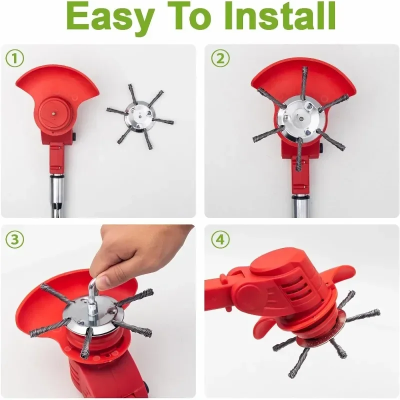Wire Brush Cutter Trimming Head 6 Inch 3/6 Blade Lawn Mower Trimming Replacement Head for Cordless Trimmer Rotary Weeder Head 4