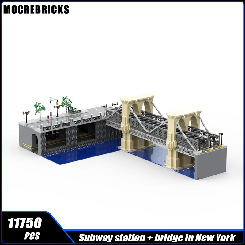 Moc-155751City Stazione Della Metropolitana Ferroviaria + Ponte A New York Building Model Building Block Assemblare Regali Giocattolo In Mattoni