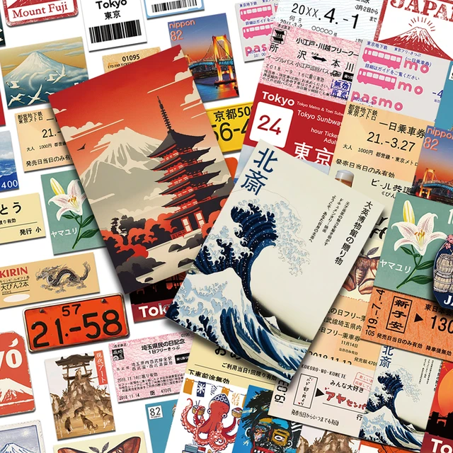 50pcs Japanese Travel Culture Stickers Decals For Phone Laptop Scrapbook Skateboard Guitar DIY Graffiti Aesthetic Stickers 1