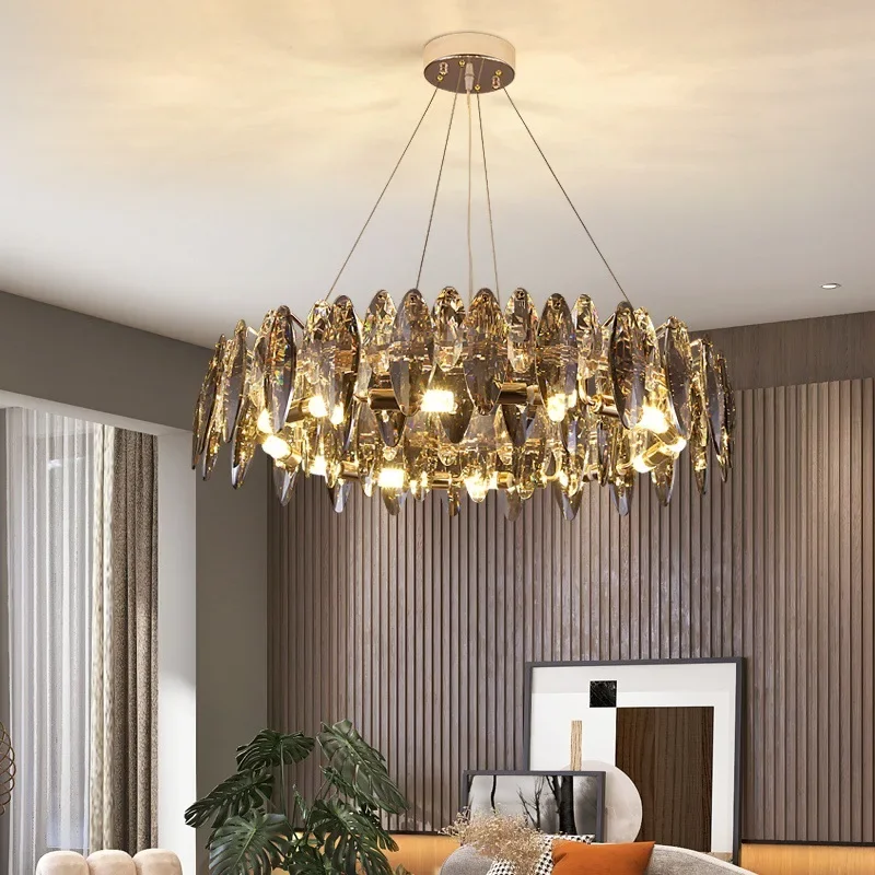 

Luxury LED Wave Crystal Ceiling Chandelier Pendant Lamps Lustre Suspension Luminaire for Living Dining Room Bedroom Lighting