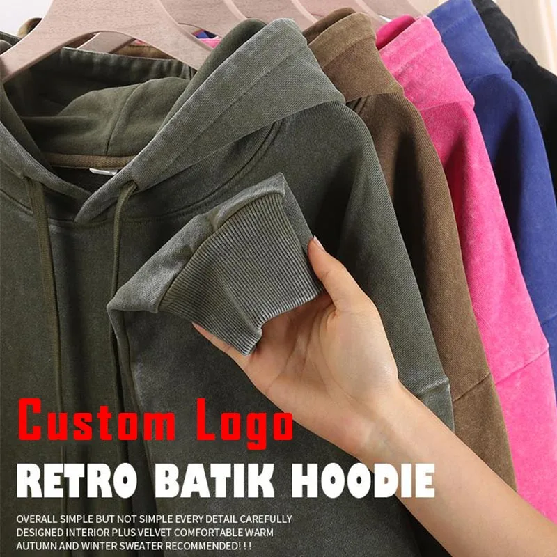 

DIY Custom Logo 100% Cotton Men's Vintage Color Acid Wash Hoodie Men Women Oversized Hip Hop Sweatshirts Casual Y2K Streetwear