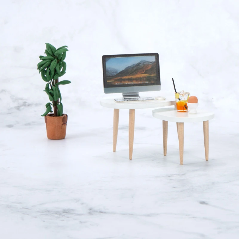 

1Set 1:12 Dollhouse Miniature Triangle Coffee Table Computer Desk Tea Table Model Living Room Furniture Home Decor Toy