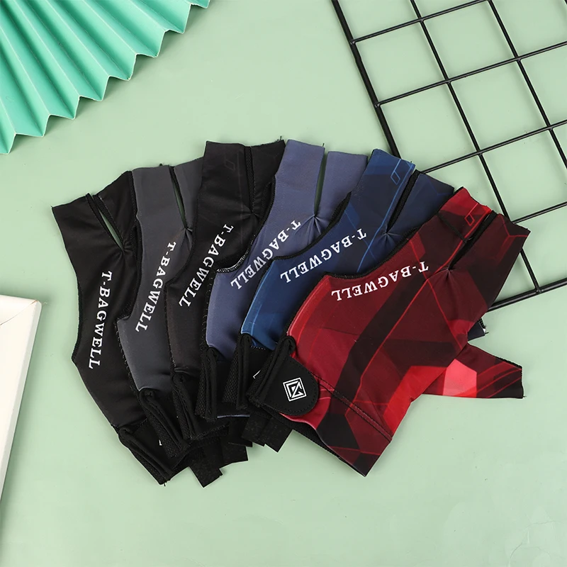 Billiards Glove Left Hand Three Finger Snooker Glove Non Slip Stickers Elasticity Training Accessories