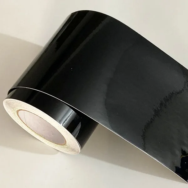 

Блестящая Черная Виниловая оберточная пленка шириной 10 см, рулон глянцевой пленки для кузова автомобиля, оберточная пленка
