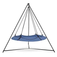 Circular Family Hammock Bed & Stand/Hanging Chair/Porch Swing Garden Deck Lawn Patio Portable & Sturdy Perfect Home & Camping 1