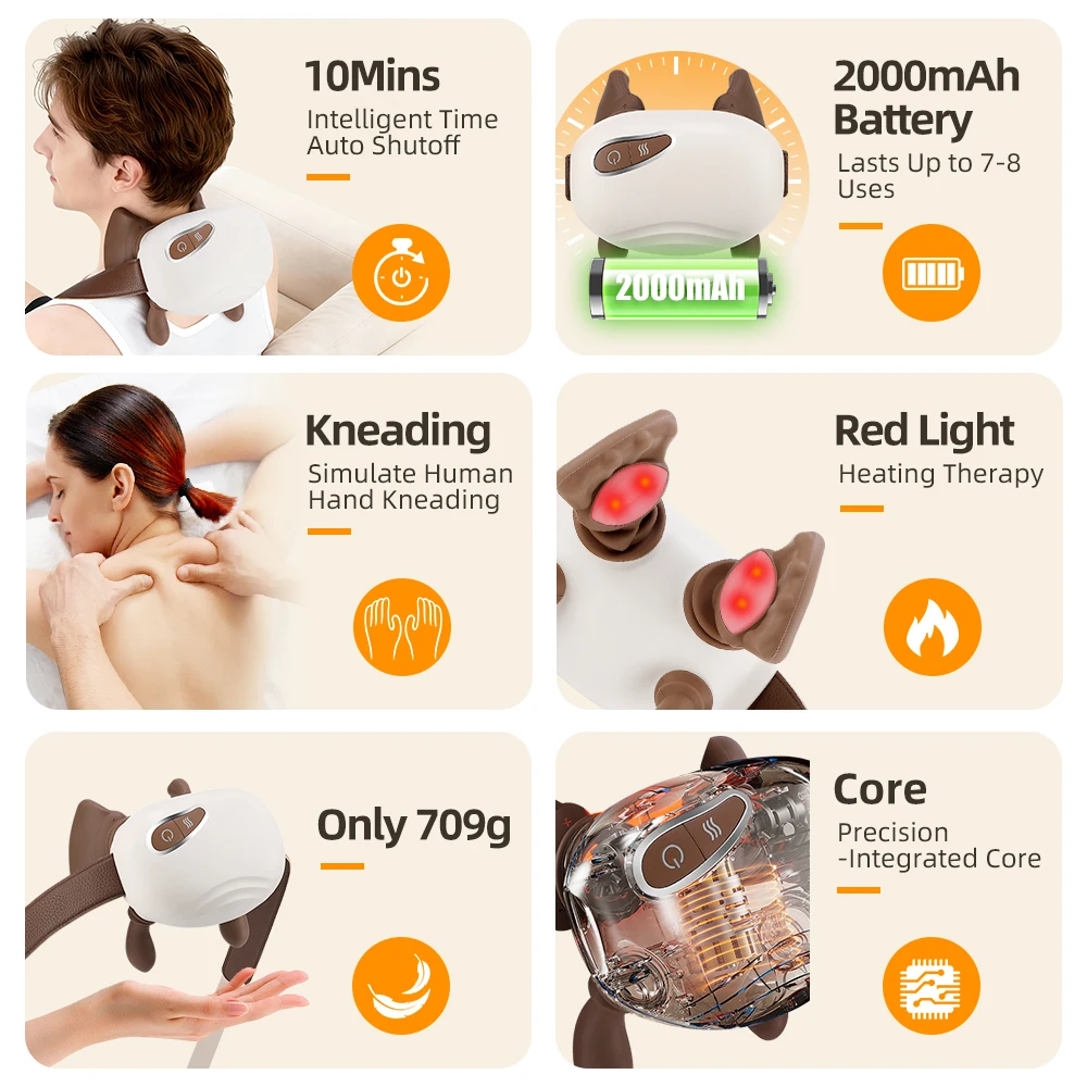 Electric Bionic Neck Shoulder Massager 3 level Mode Heated Kneading Muscle Relaxation Back Massage Pillow for body Relax