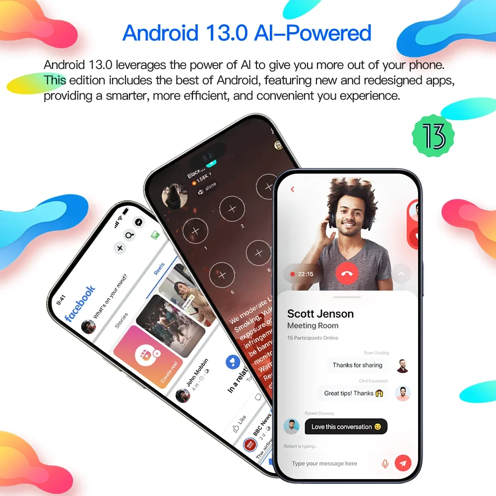 글로벌 버전 스마트폰, 7.3 인치, XS15 프로 맥스, 풀 스크린, 4G, 5G 휴대폰, 7800mAh, 오리지널 브랜드, 신제품