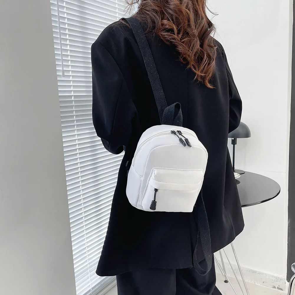 Casual Nylon Women Mini Backpack Solid Color Small School Bags for Students Shoulder Handbags Female Traveling Top-hondle Bags