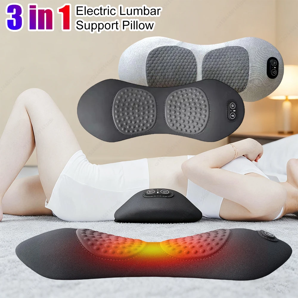 3-in-1 Back Pillow Heating Vibration Sleep Cushion Lumbar Support Massager Cushion Maternity Bed Sleeping Lumbar Support