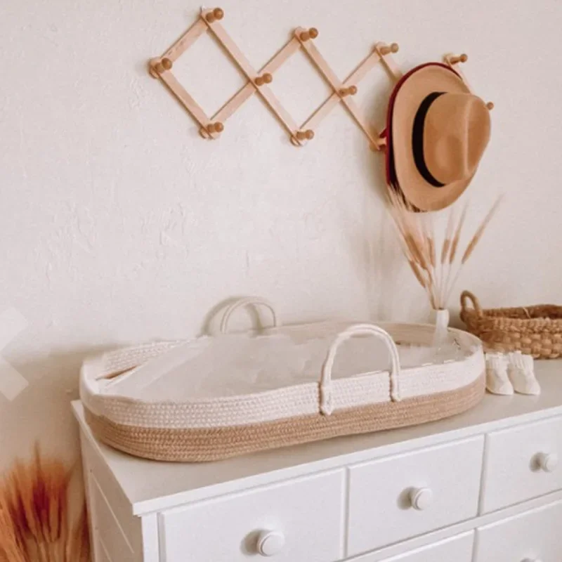Portable Baby Basket Carrier Cotton Rope Woven Crib Newborn Sleeping Bed Cradle Bassinet Nursery Decoration