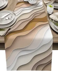 Wavy Stripes Splicing Colors Art Table Runners For Table Dresser Runner Modern Style For Dinner Party Holidays Home Decoration