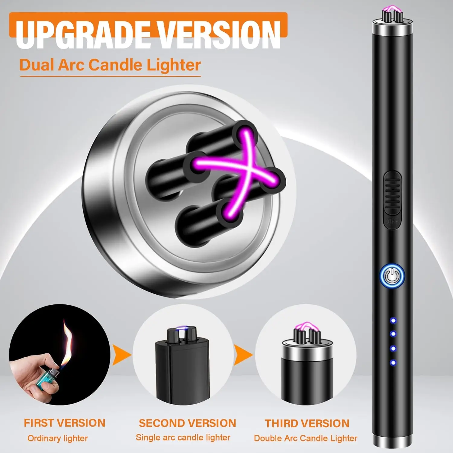 Windproof Kitchen Electric USB Lighter Long Candle BBQ Gas Stove Ignition Gun Camping Rechargeable Arc Flameless Plasma Lighter