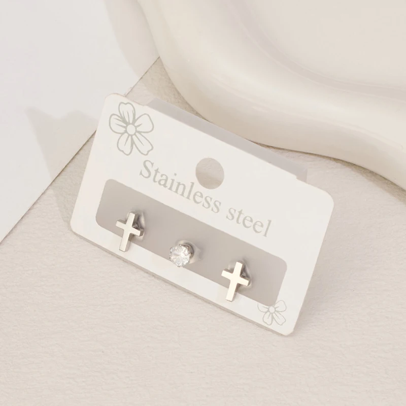 3 Stücke Winzige Edelstahl Ohrringe Sets Böhmen Blatt Löwenzahn Ohrringe Modeschmuck Nettes Kreuz Hexagon Ohr Piercing Punk Geschenk – Detail 20