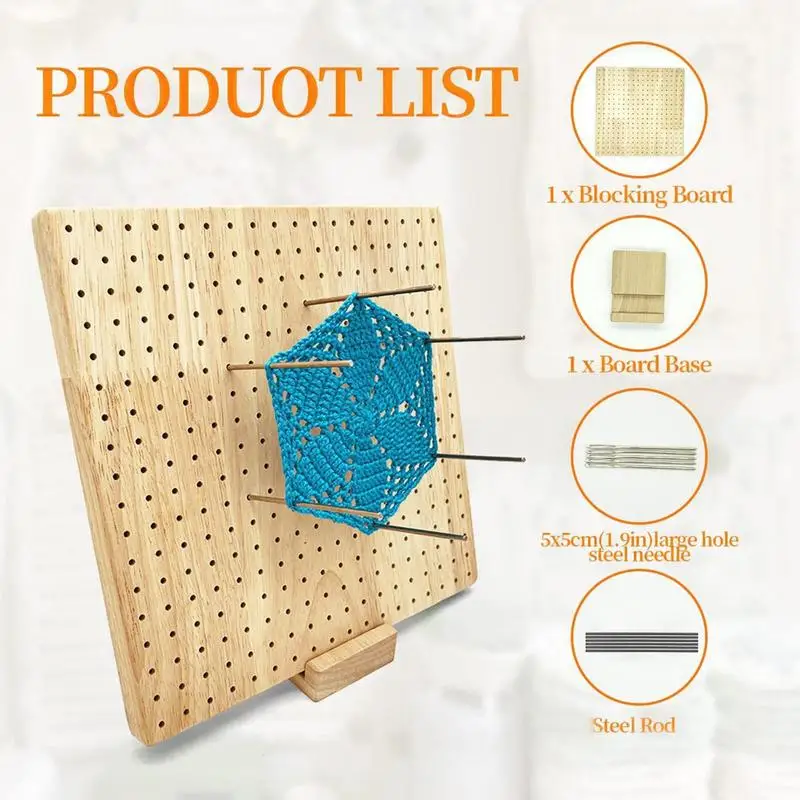 Wood Crochet Blocking Board Kit With Stainless Steel Rod Pins For Knitting  Granny Squares Crochet Board Crafting Lovers Gifts - AliExpress