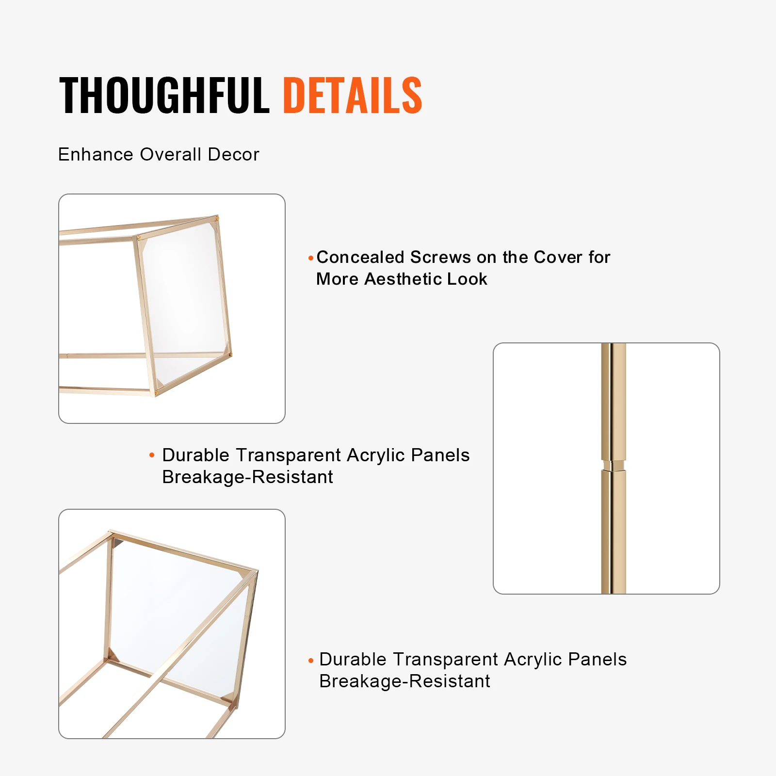 2PCS 31.5inch High Wedding Flower Stand with Acrylic Laminate Metal Vase Column Geometric Centerpiece Stands Rectangular wedding flower stand